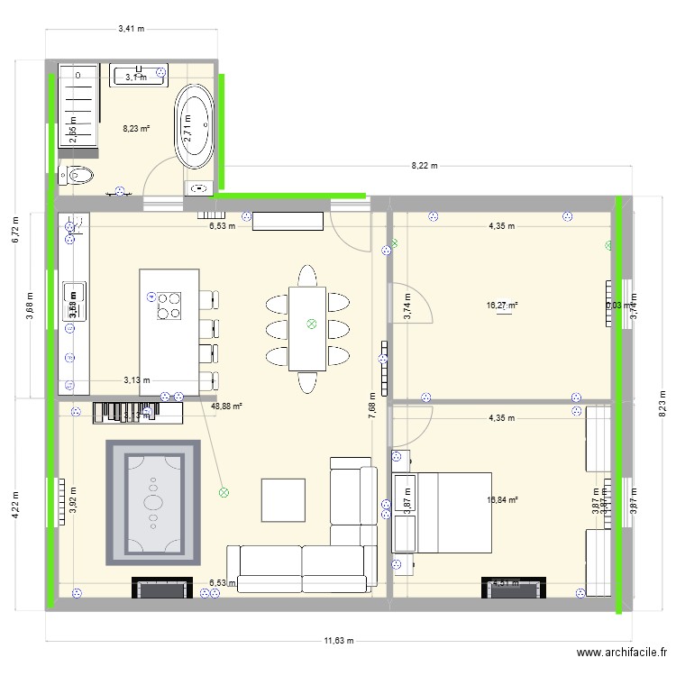 clem final Alex Theulot. Plan de 5 pièces et 90 m2
