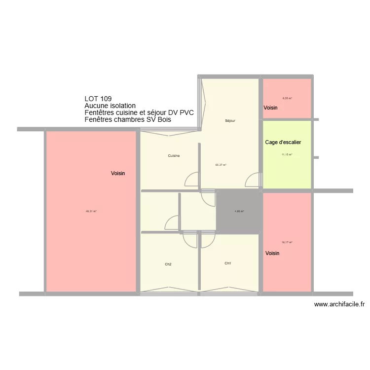 Lot 109 Stains. Plan de 6  et 152 m²
