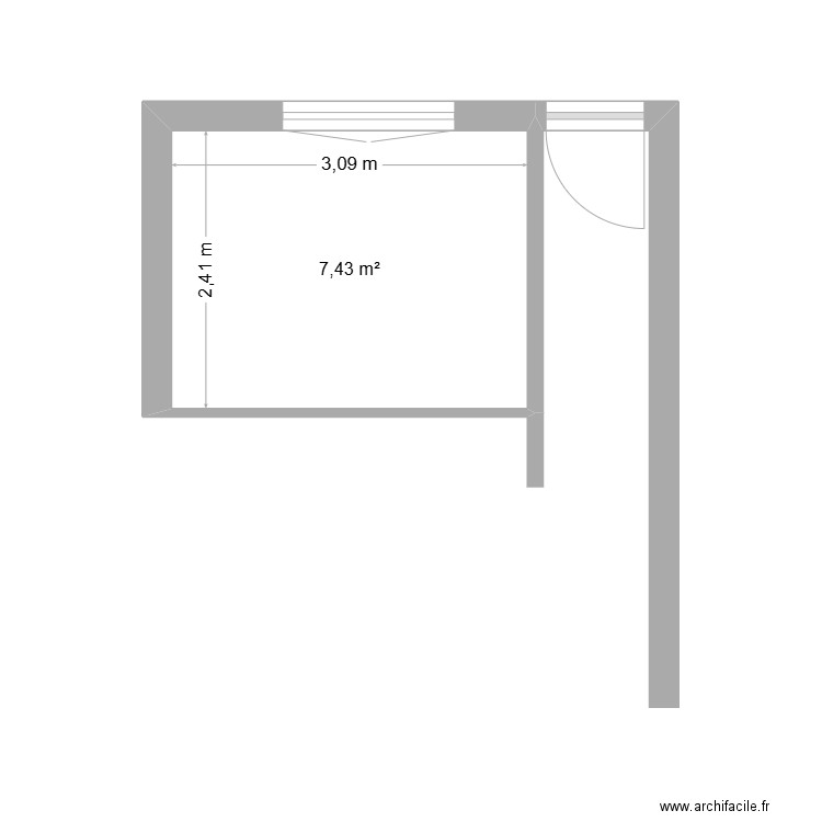 Amiens. Plan de 1 pièce et 7 m2