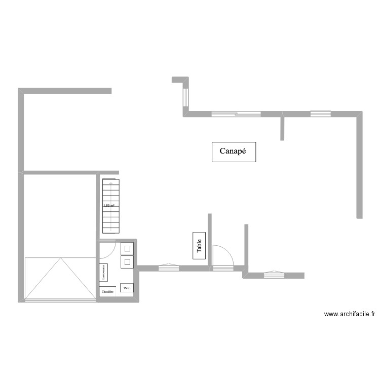 Maison. Plan de 1 pièce et 2 m2