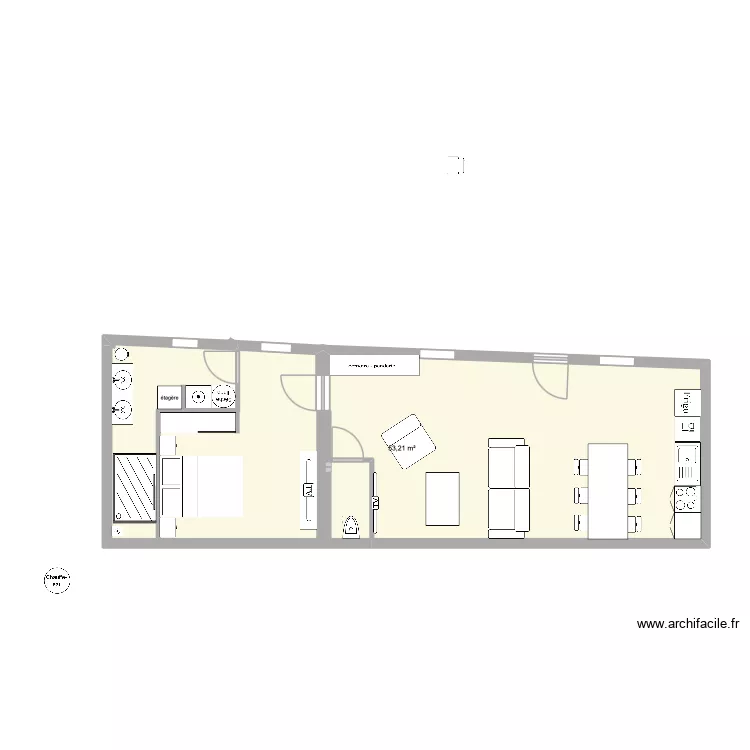 St G&eacute;raud RDC mur. Plan de 1  et 53 m²