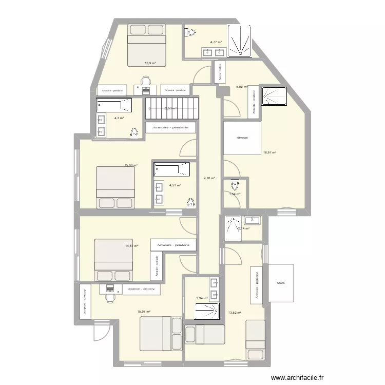 Chanteperdrix R-1 final spa à droite. Plan de 15 et 129 m² Chanteperdrix R-1 final spa à droite. Plan de 15 et 129 m²