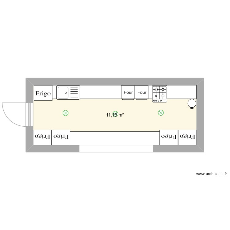 foodtruck pâtisserie. Plan de 1 pièce et 11 m2