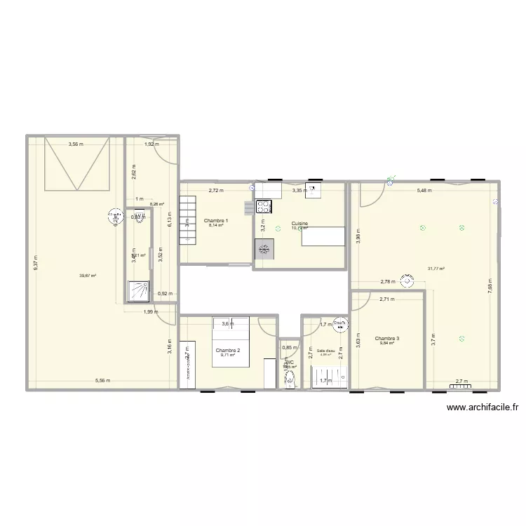 Plan Falleron. Plan de 10 pièces et 127 m²