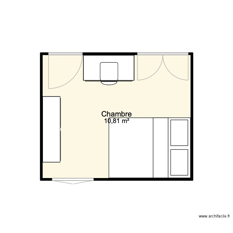 Chambre 3. Plan de 1 pièce et 11 m2