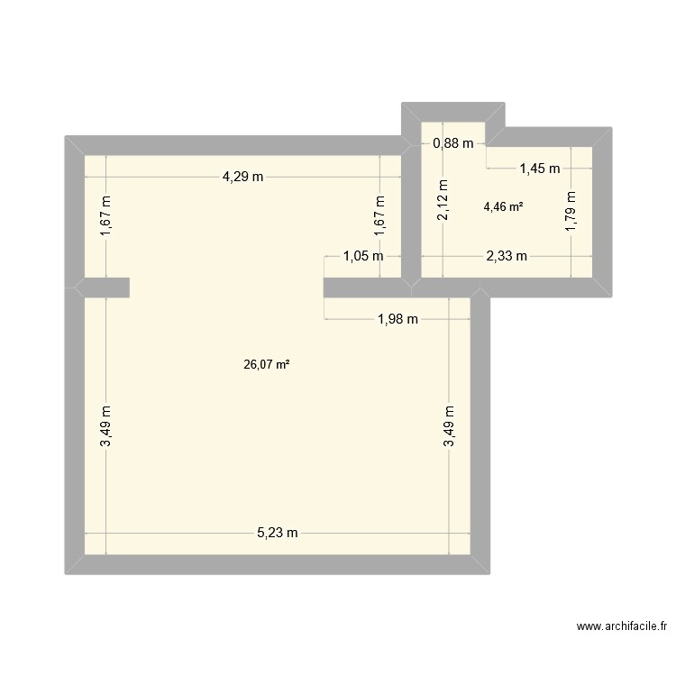 Maison Sauzignac. Plan de 2 pièces et 31 m2