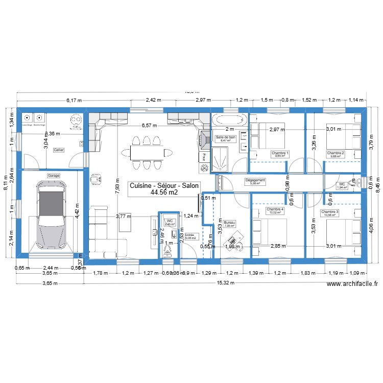 Popo-Tanguy 3-01. Plan de 11 pièces et 90 m2