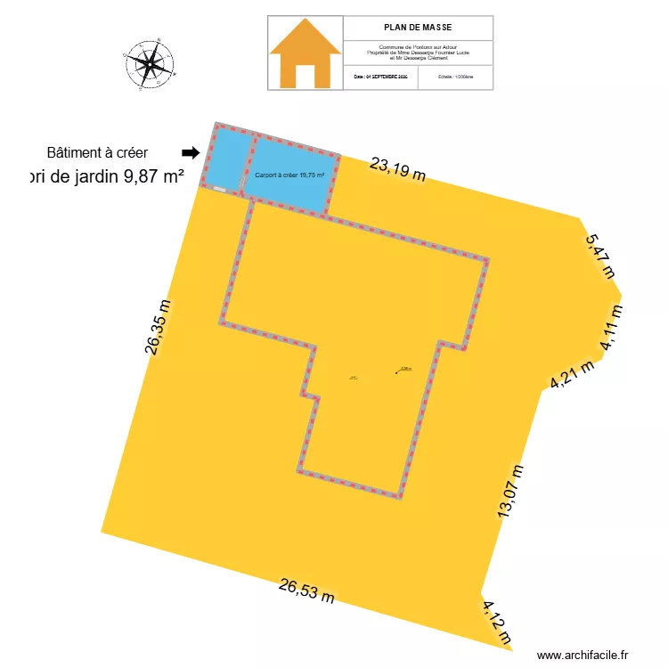 Plan de masse. Plan de 2 Pièces et 26 m² Plan de masse. Plan de 2 Pièces et 26 m²