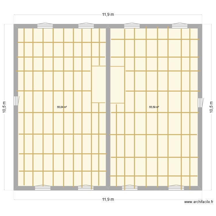 chalusseau plan etage avec planché. Plan de 2 pièces et 111 m2