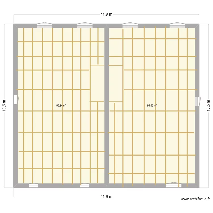 chalusseau plan etage avec planch&eacute;. Plan de 2 pièces et 111 m²