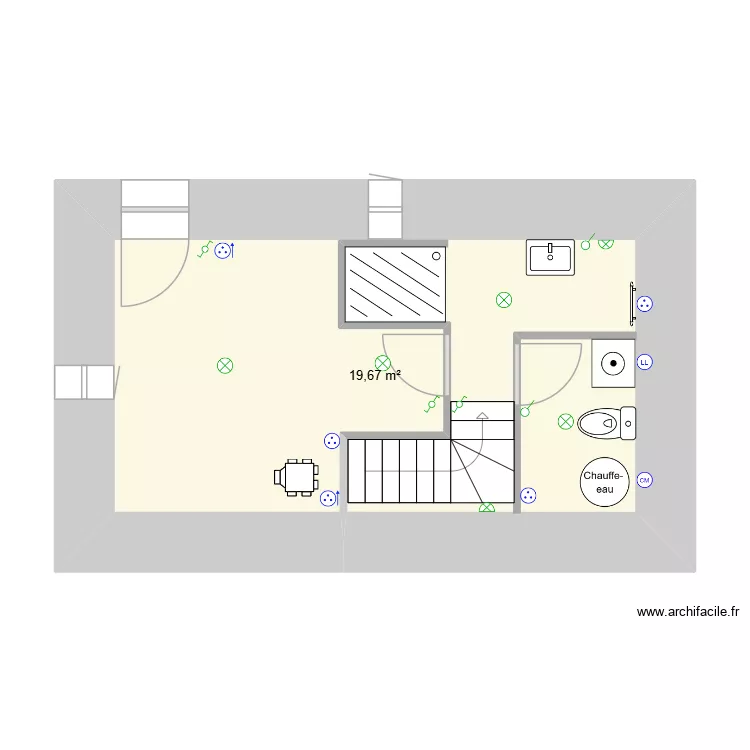 montagagne-sous-sol. Plan de 1  et 20 m²