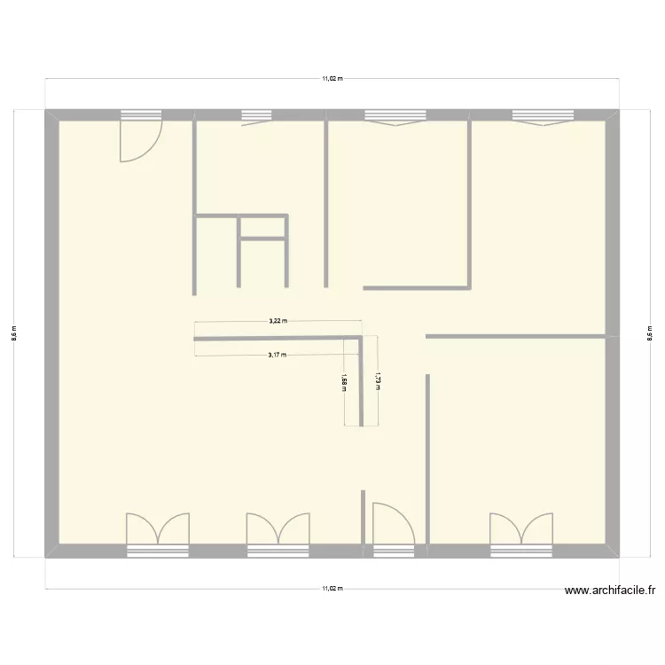 ouam. Plan de 2 pièces et 84 m²