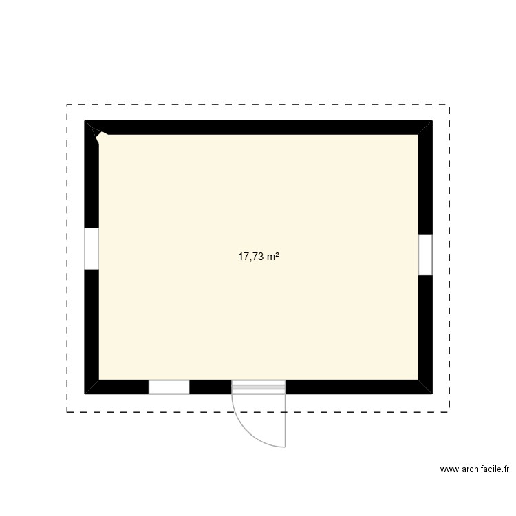 abri. Plan de 1 pièce et 18 m2