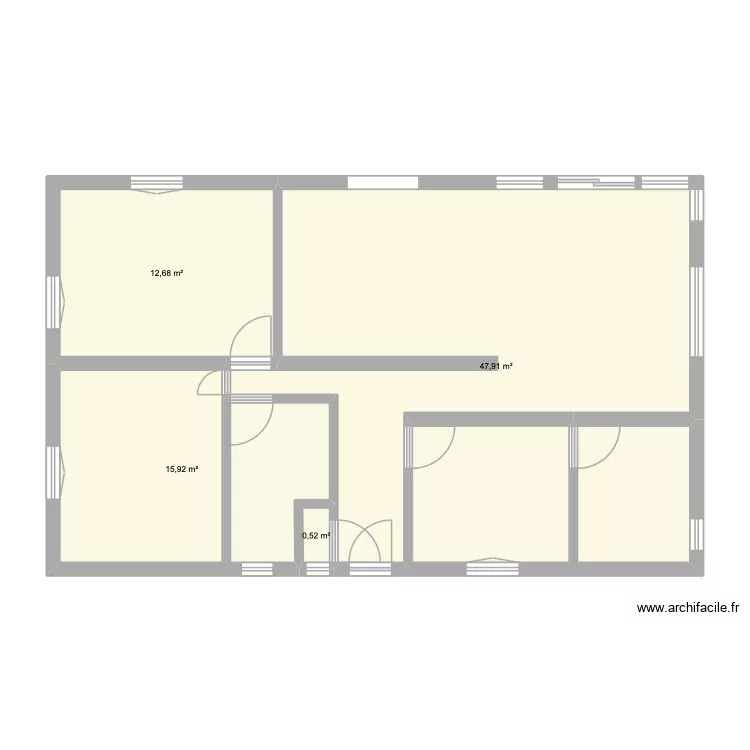 RDC. Plan de 4  et 77 m²