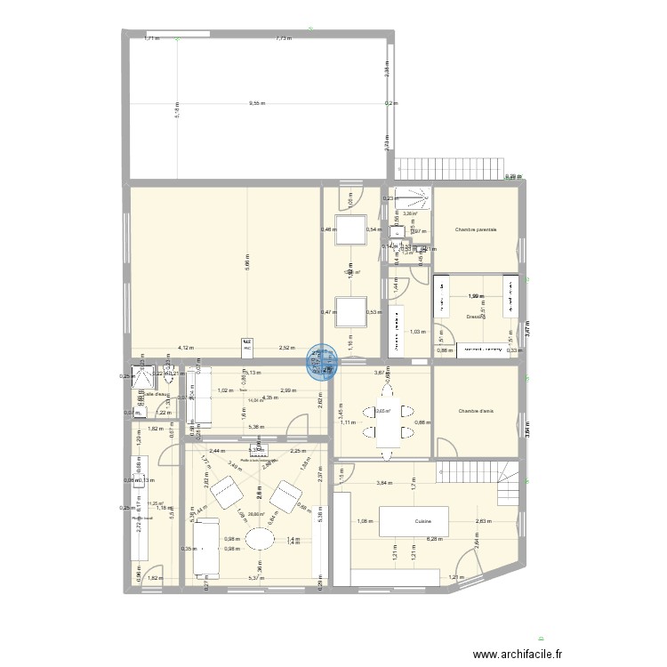 Villement new version. Plan de 22 pièces et 291 m2