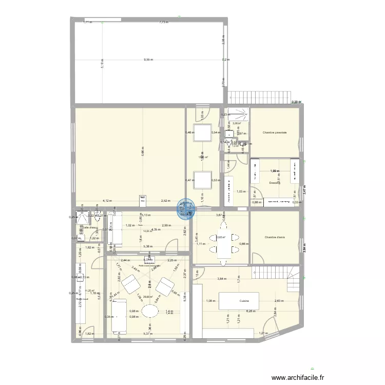 Villement new version. Plan de 22  et 291 m²