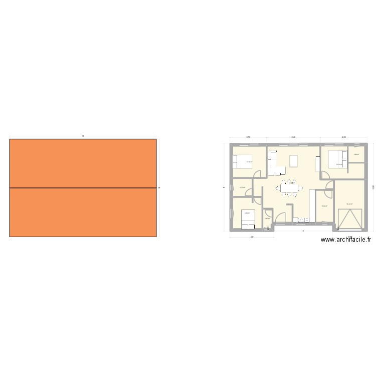 pressat. Plan de 12 pièces et 106 m2