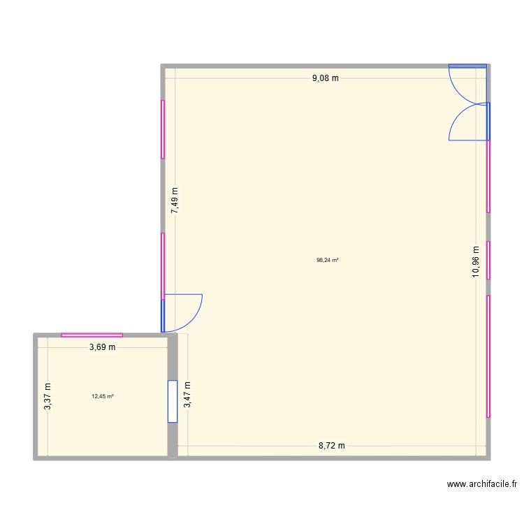 appart auboué. Plan de 2 pièces et 111 m2
