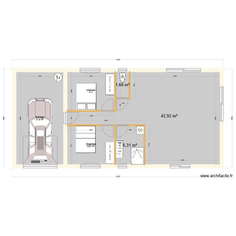 Plain_pied_65_1. Plan de 0 pièce et 0 m2