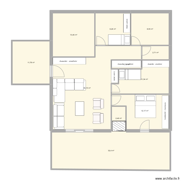 Hennebont appartement. Plan de 11 pièces et 141 m2