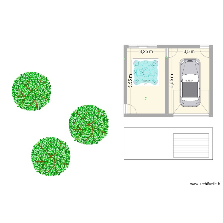 GARAGE. Plan de 2 pièces et 37 m2