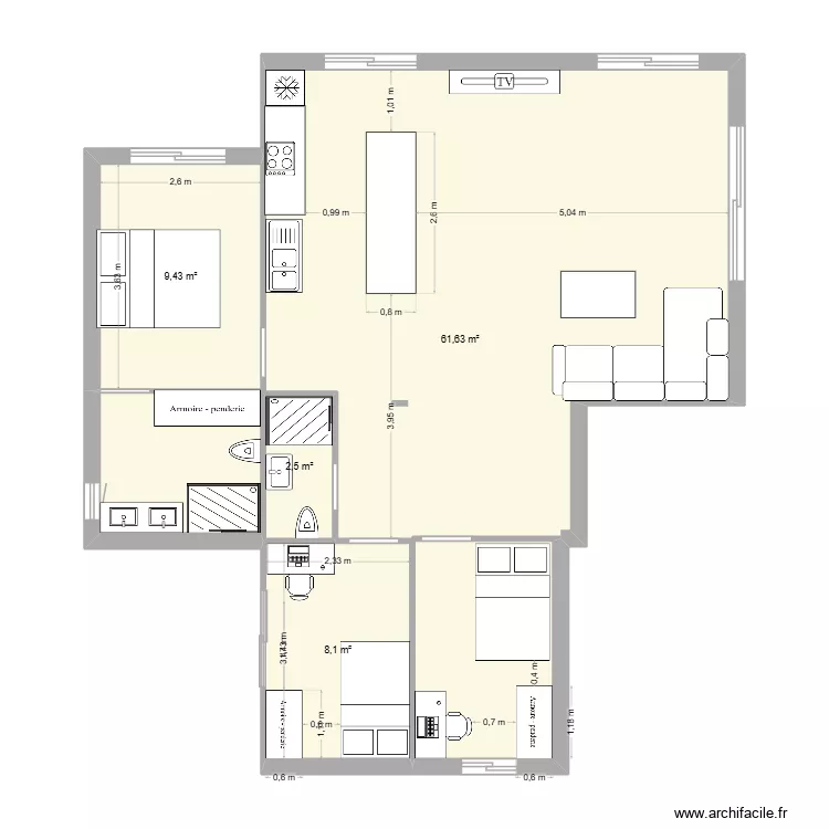 Cagnes sur mer EXE 2. Plan de 4 pièces et 82 m²