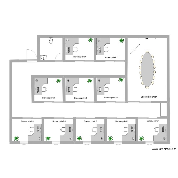 l'coin, salle de réunion4. Plan de 8 pièces et 59 m2