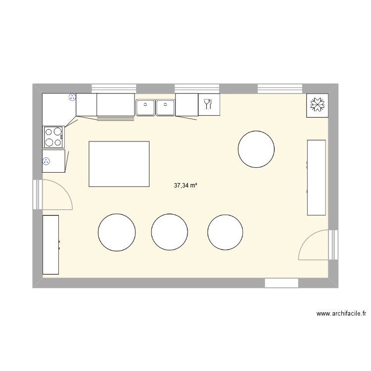 sivpro. Plan de 1 pièce et 37 m2