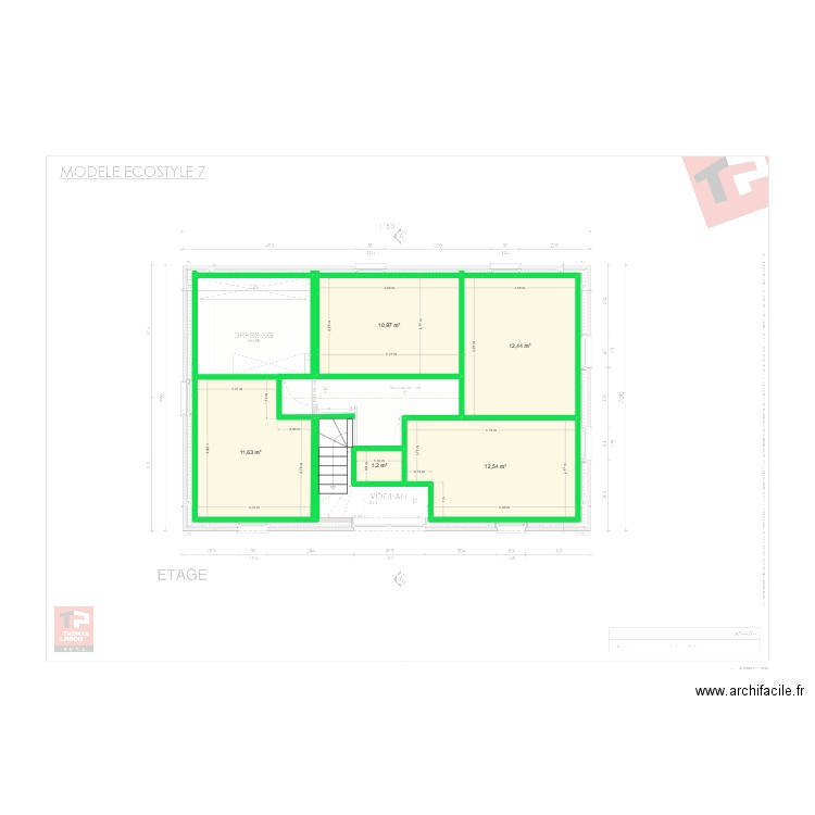 PODEVYN Romain ETAGE. Plan de 5 pièces et 49 m2