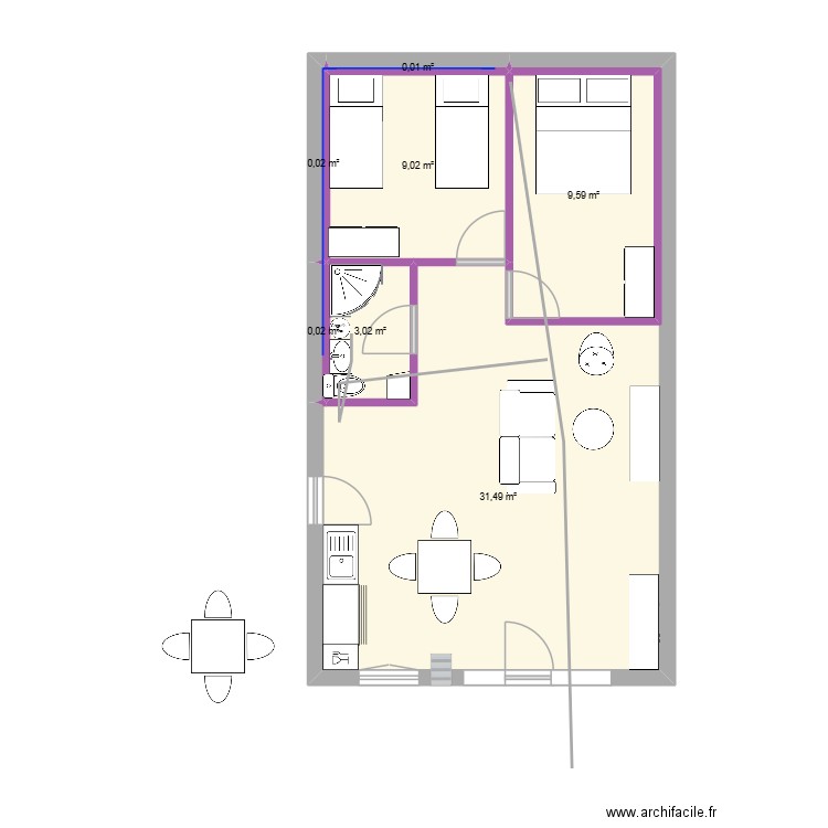 rbnb1. Plan de 7 pièces et 53 m2