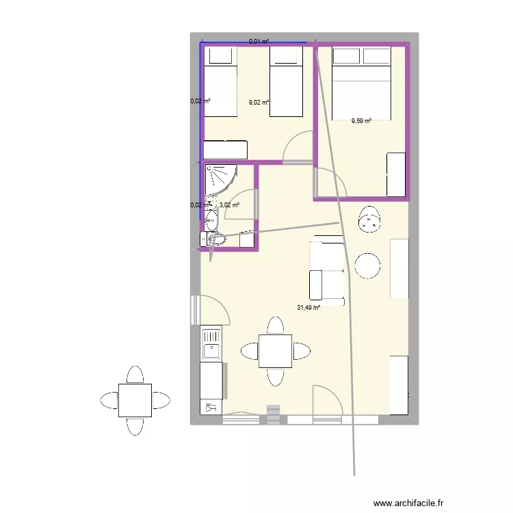 rbnb1. Plan de 7 pièces et 53 m²