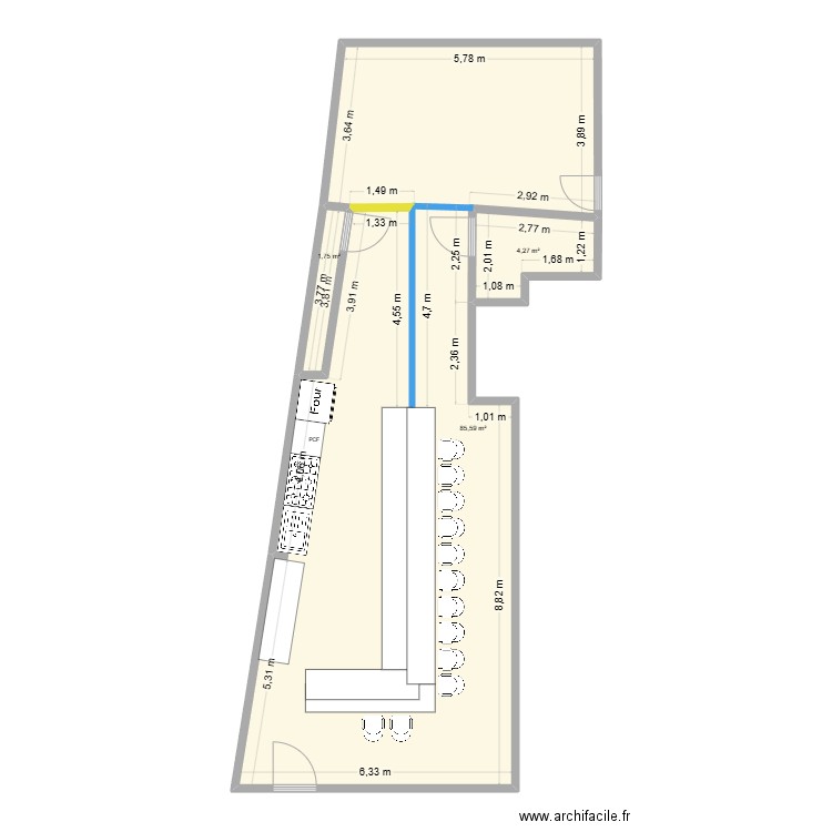 travaux a faire. Plan de 3 pièces et 92 m2