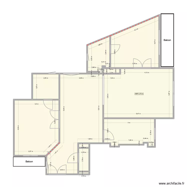 Plan existant Caroll Provost V3. Plan de 10  et 89 m²