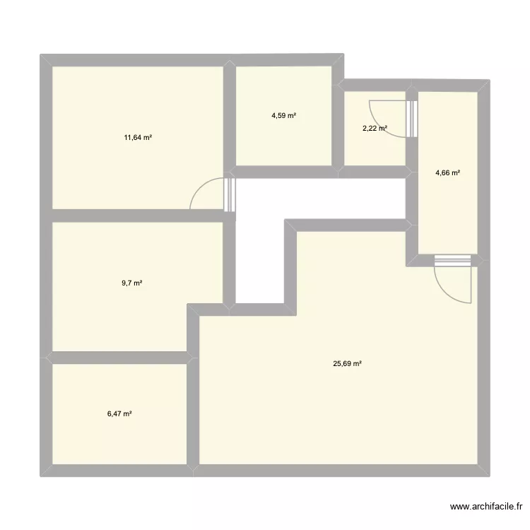 Appart. Plan de 7  et 65 m²
