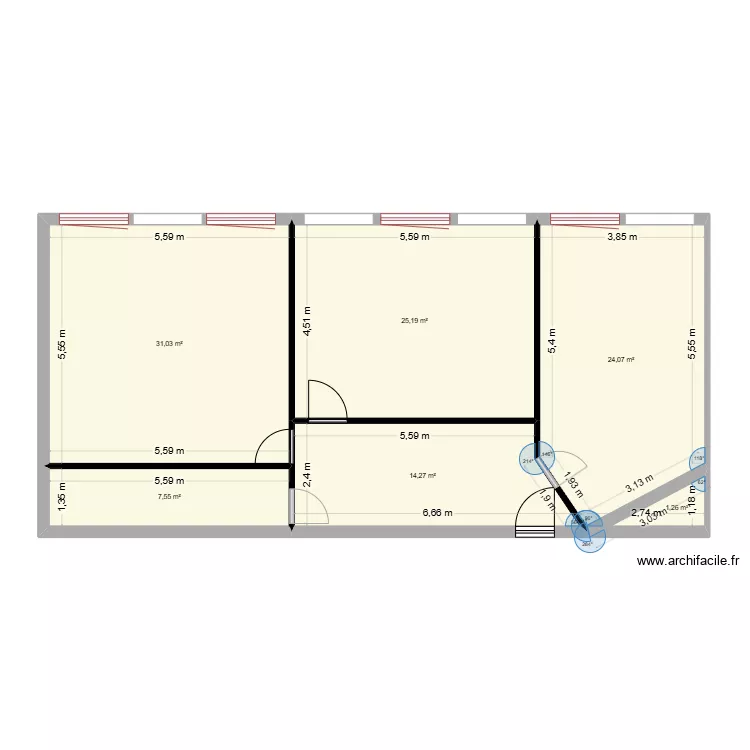 bureau caneranne v2. Plan de 