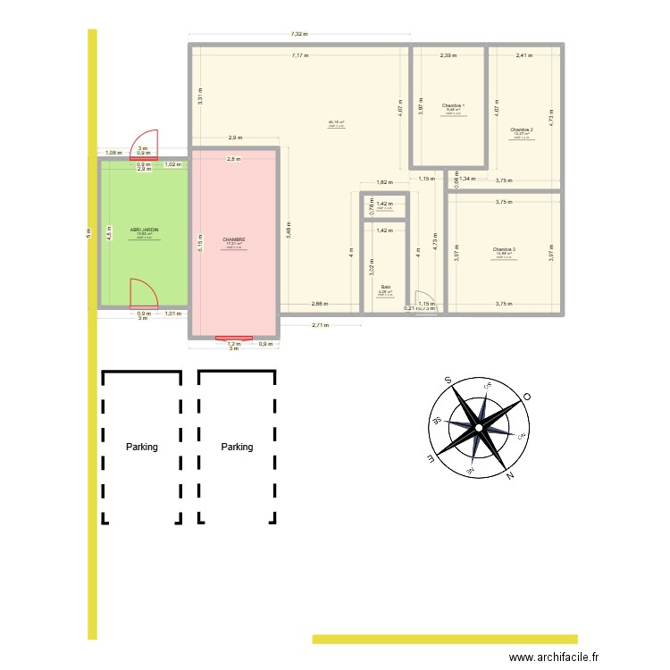Maison. Plan de 8 pièces et 119 m2