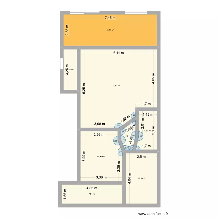 plan maison 2. Plan de 8  et 94 m²