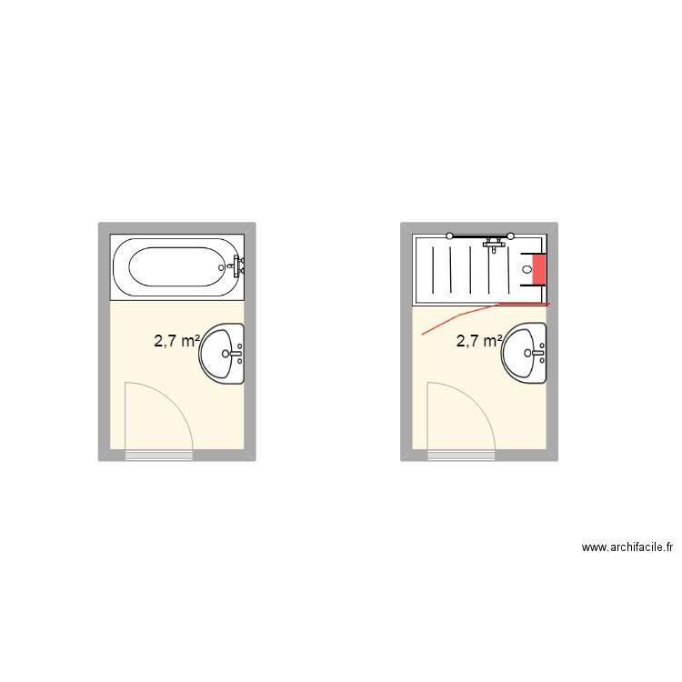 morento. Plan de 2 pièces et 5 m2