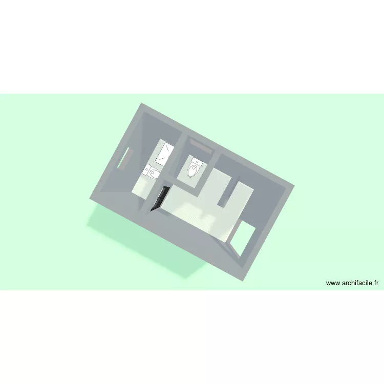 toilette. Plan de 3  et 7 m²