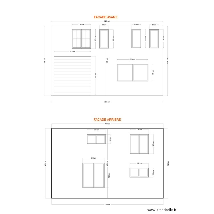 Façades . Plan de 0 pièce et 0 m2