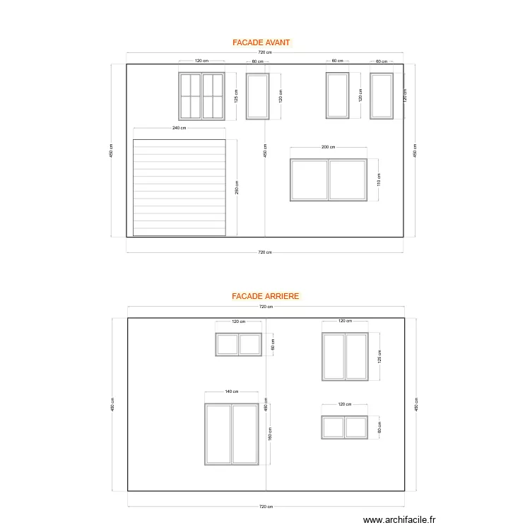 Fa&ccedil;ades . Plan de 