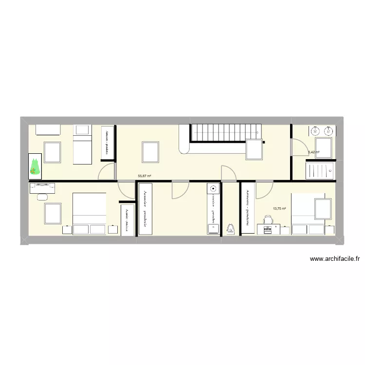 CHAMBRE 2E. Plan de 3 et 75 m² CHAMBRE 2E. Plan de 3 et 75 m²
