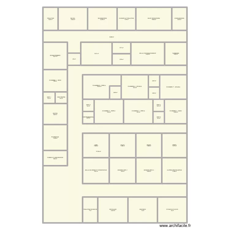 HOPITAL COMMUNAUTAIRE 2. Plan de 46 Pièces et 564 m²