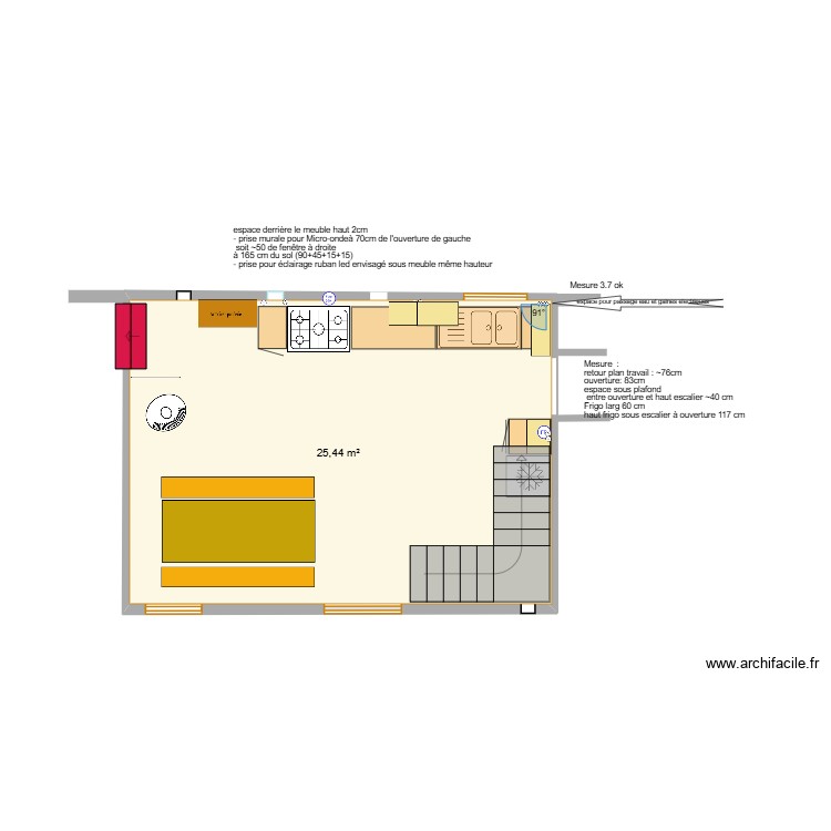 Long&egrave;res v12 cuisine s&eacute;jour - agencement. Plan de 0 pièce et 0 m2