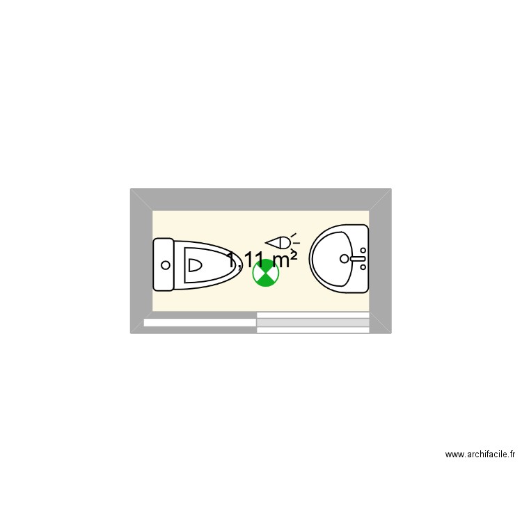WC 1. Plan de 1 pièce et 1 m2