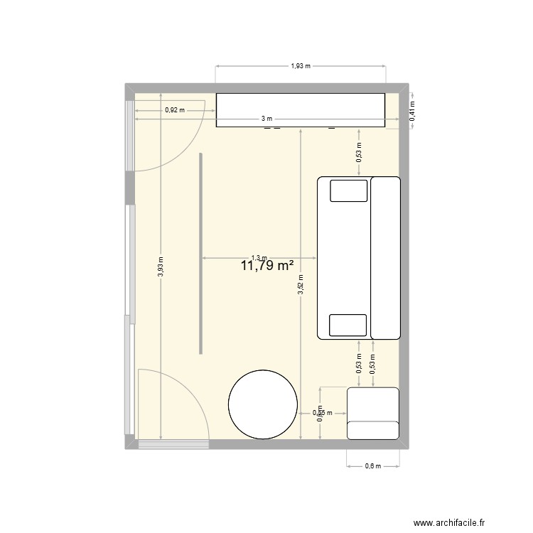 chambre enfants-1. Plan de 1 pièce et 12 m2