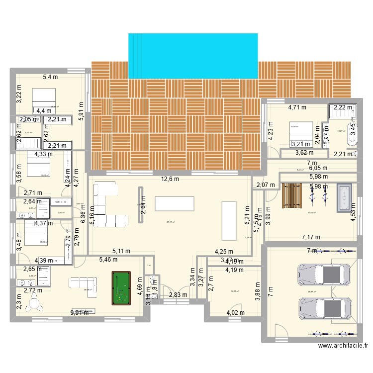 PLAN MAISON VAULX MILIEU V2 PLAIN PIED. Plan de 23 pièces et 361 m2