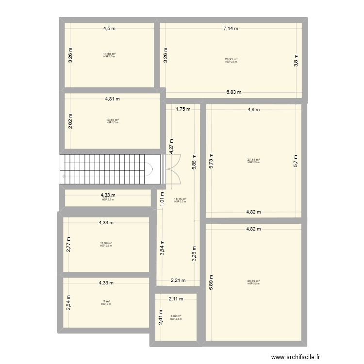 Paix 29. Plan de 10 pièces et 161 m2