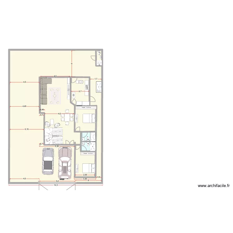 Plan Rez de chaussée avec mésures- amenagement salon. Plan de 3 et 283 m² Plan Rez de chaussée avec mésures- amenagement salon. Plan de 3 et 283 m²