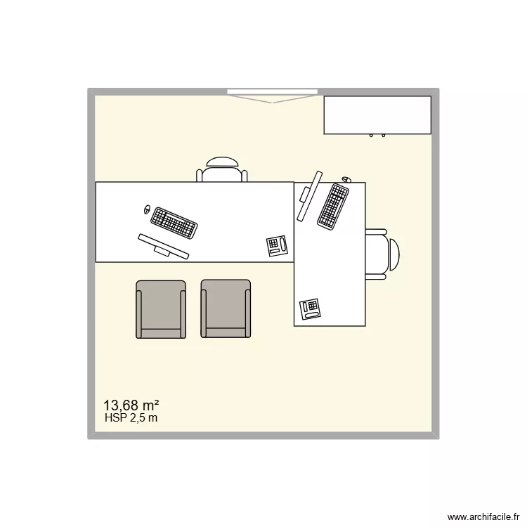 Anoxyd bureau conserv&eacute;. Plan de 1  et 14 m²